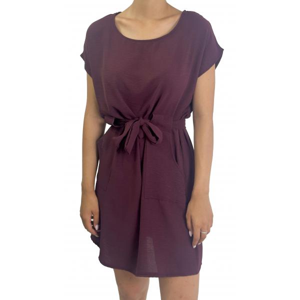 Vestito corto con fiocco girocollo 